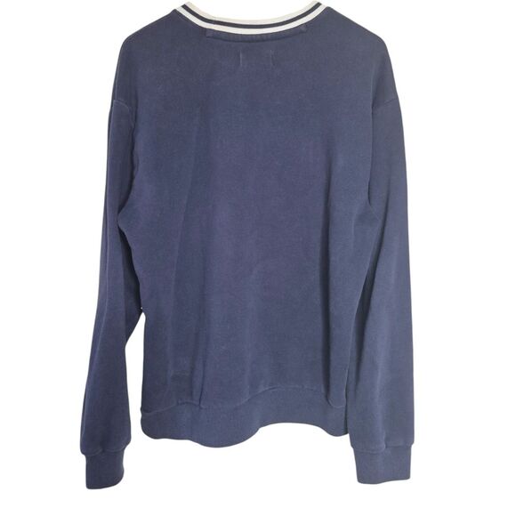 Hollister Navy Relaxed Fit Crewneck Sweatshirt with Striped Collar Size Medium - Picture 2 of 3